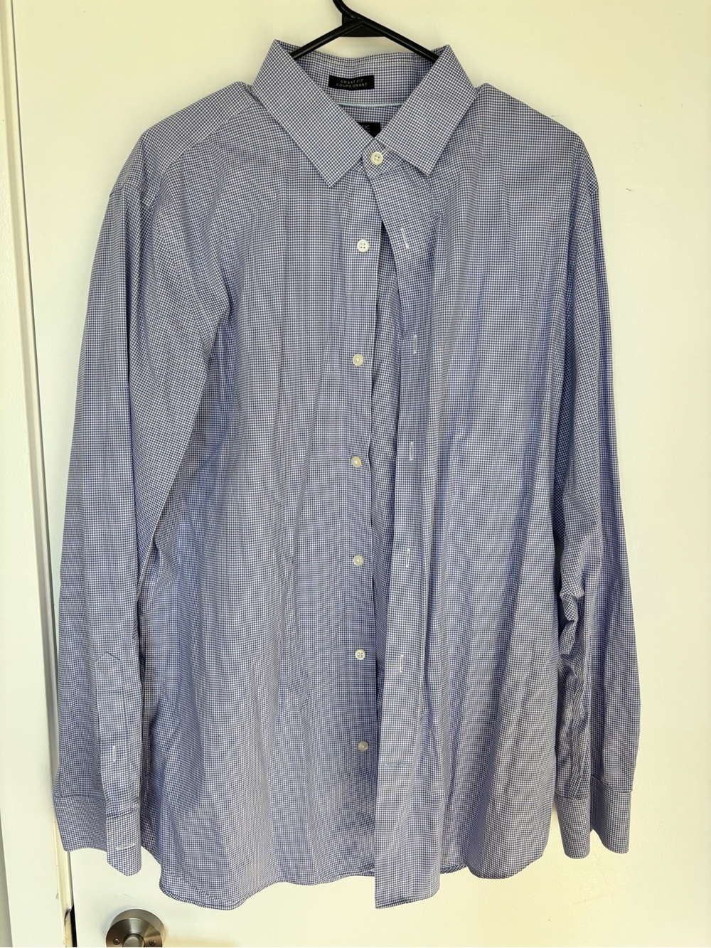 Banana Republic Men’s L Grant Fit Dress Shirt Navy Gingham Non-Iron